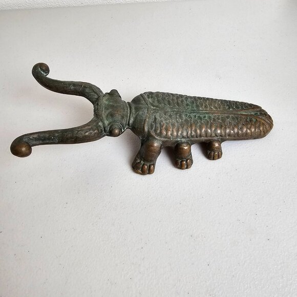 Solid Cast Brass Beetle Boot Cast/Door Stop Vintage Heavy Decor 10" Bug - Picture 2 of 7